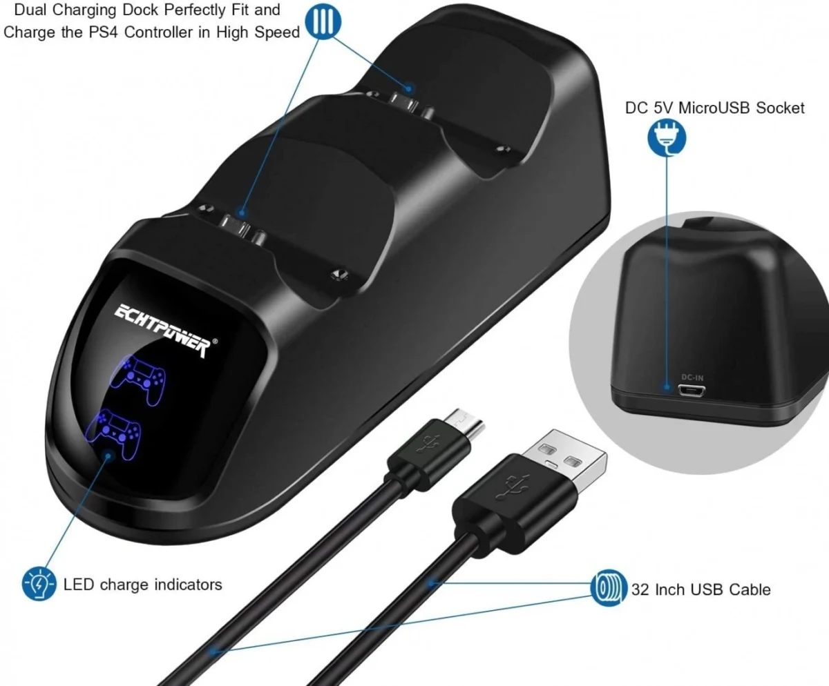 Διπλή Βάση Φόρτισης Χειριστηρίων Playstation 4 - PS4 Dual Charge n Stand