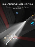 Carsun TURBO Ηλεκτρικό Σκουπάκι Στερεών, Τρόμπα Αέρος 12V με Επαναχρησιμοποιούμενο Φίλτρο, Φωτισμό LED & Οθόνη Ελέγχου Πίεσης - C1859-1