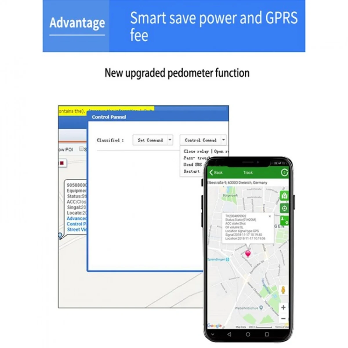Επαναφορτιζόμενο GPS Tracker Για Κατοικίδια TK-203 Συσκευή Εντοπισμού Κατοικίδιων Κάρτας Sim 3G OEM