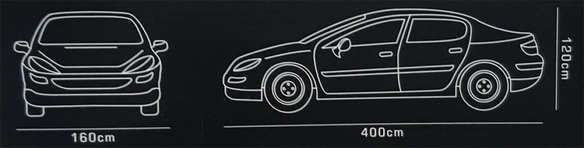 Αδιάβροχη Μαύρη Προστατευτική Κουκούλα Αυτοκινήτου με Επίστρωση Αλουμινίου CarSun C1818 400x160x120εκ