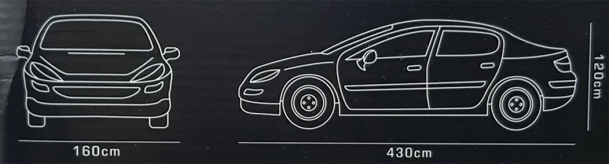 Αδιάβροχη Μαύρη Προστατευτική Κουκούλα Αυτοκινήτου με Επίστρωση Αλουμινίου CarSun C1818 430x160x120εκ