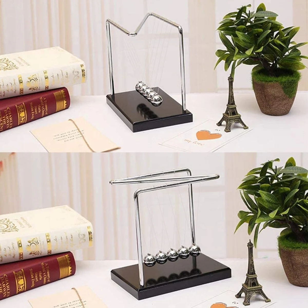 Εκκρεμές του Νεύτωνα με 5 Μπάλες, Σχήμα Ζ και Ξύλινη Βάση - Newtons Cradle 5 Balls and Z Shape NO 14171