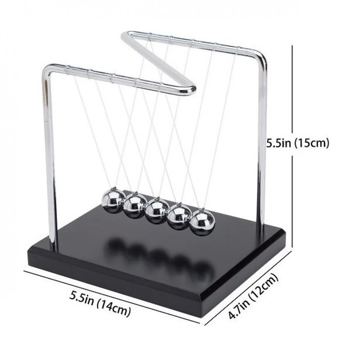 Εκκρεμές του Νεύτωνα με 5 Μπάλες, Σχήμα Ζ και Ξύλινη Βάση - Newtons Cradle 5 Balls and Z Shape NO 14171