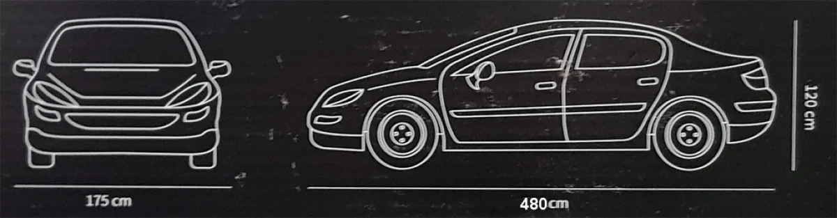 Αδιάβροχη Μαύρη Προστατευτική Κουκούλα Αυτοκινήτου με Επίστρωση Αλουμινίου CarSun C1818 480x175x120εκ