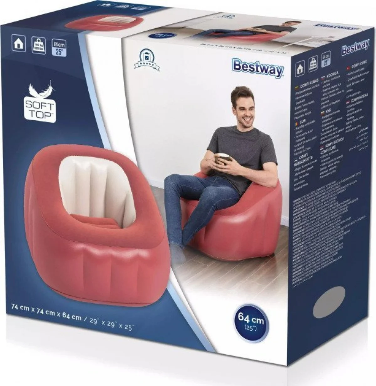 Bestway Φουσκωτή Πολυθρόνα σε Σχήμα Κύβου - Living Room Sofas 74x74x64cm 75046