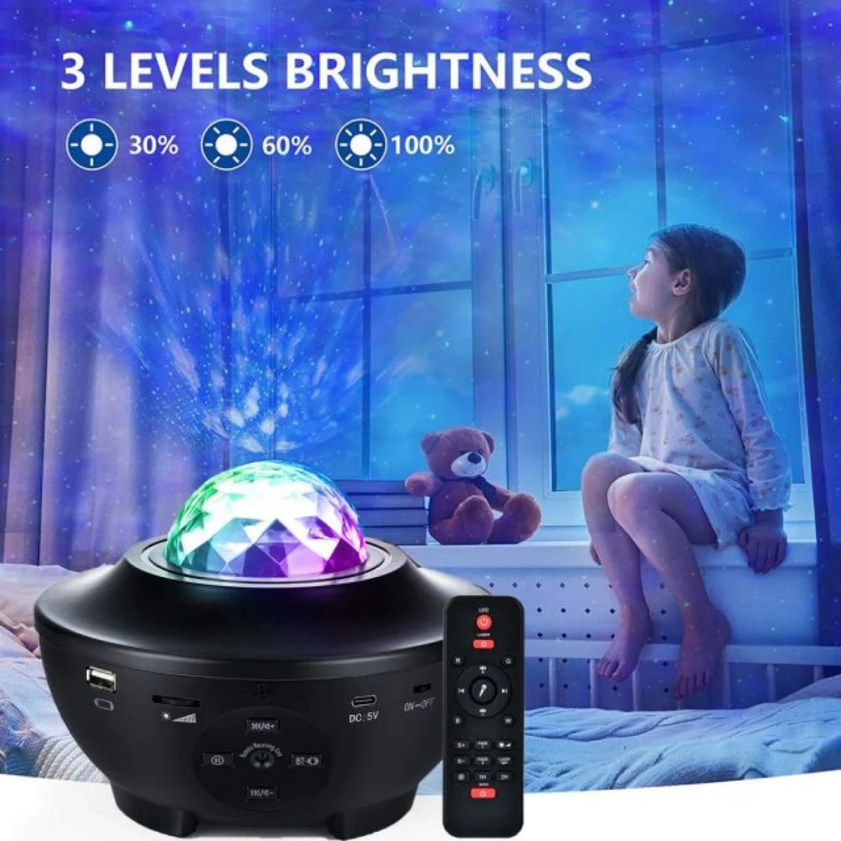 Προτζέκτορας με Original Laser Effect Αστεριών & Ηχείο