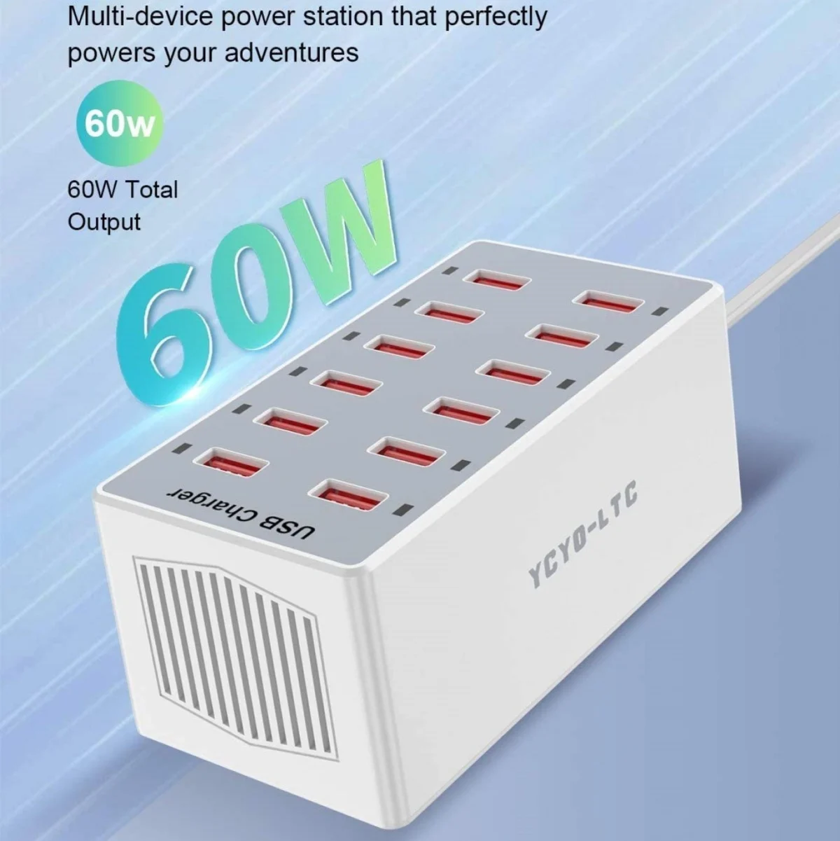 Andowl Q-CD12P Σταθμός Φόρτισης 60W με 12 Θύρες USB για Πολλαπλές Συσκευές με Τσιπ Έξυπνης Διαχείρισης Ρεύματος & Προστασία Ασφαλείας