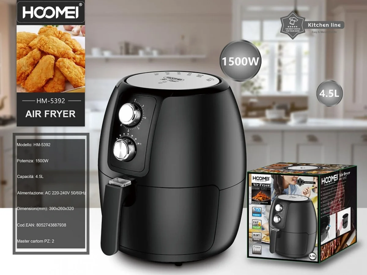 Iσχυρή Φριτέζα Αέρος 1500W με Αποσπώμενο Κάδο 4.5lt και Ρυθμιζόμενο Θερμοστάτη HM-5392 Air Fryer