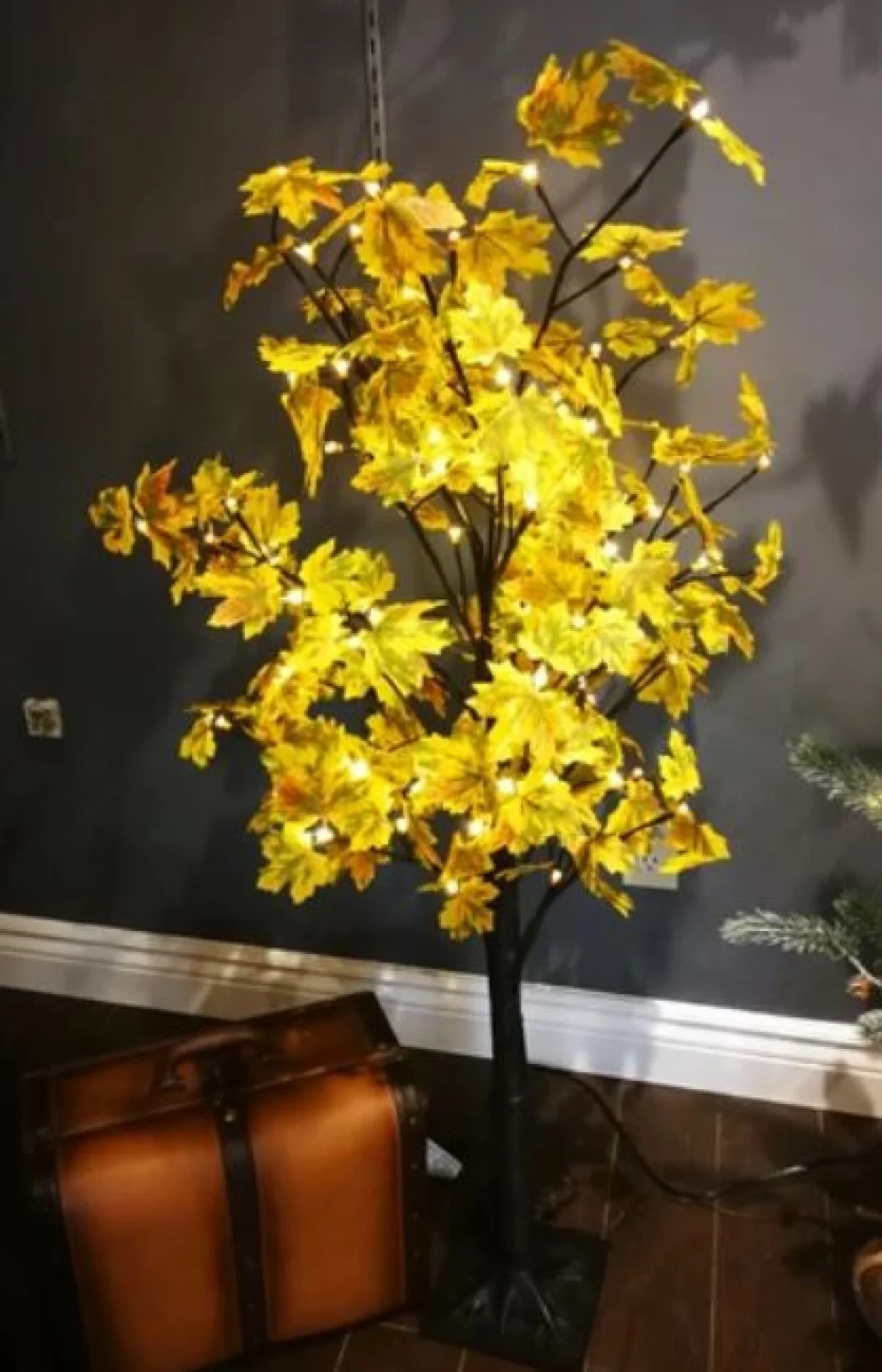 Διακοσμητικό Δέντρο 160εκ με Κίτρινα Φθινοπωρινά Φύλλα και Φωτισμό Led