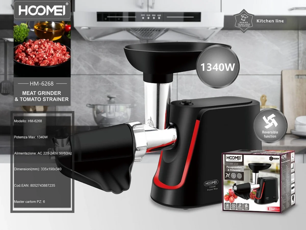 Ηλεκτρική Μηχανή Ηλεκτρική Μηχανή Παραγωγής Κιμά - Ντοματοτρίφτης 1340W Meat Grinder-Tomato strainer HOOMEI HM-6268