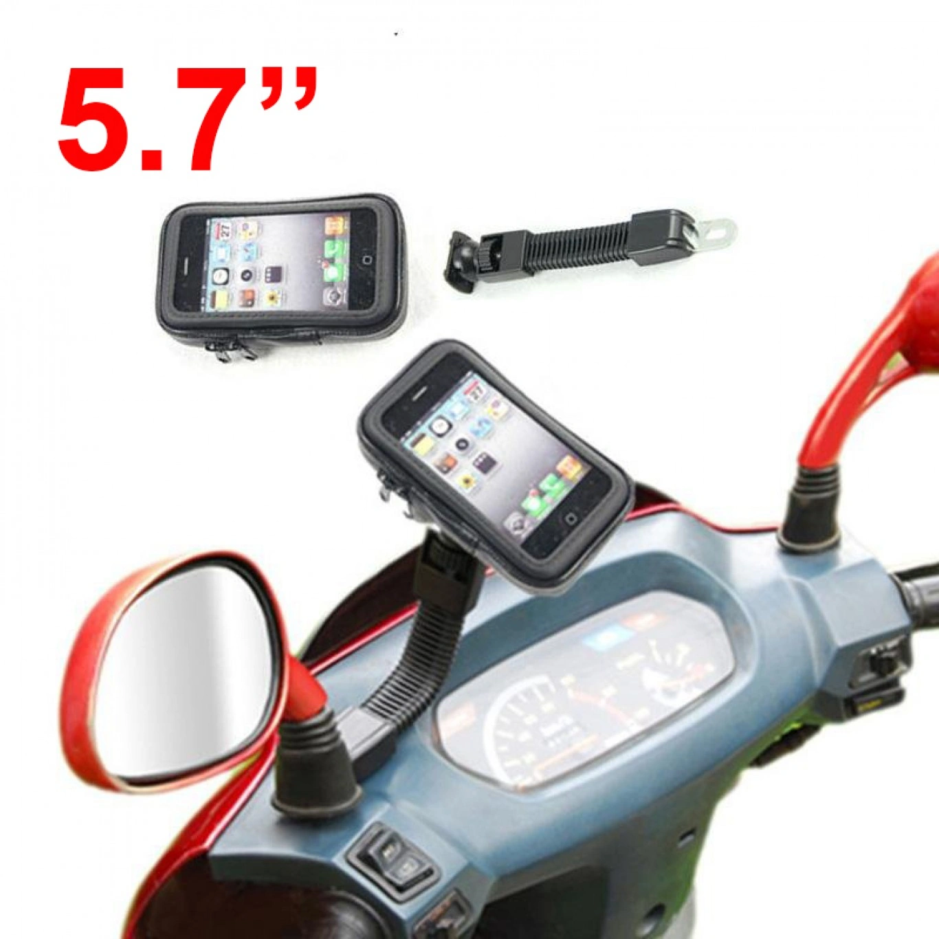 Αδιάβροχη Βάση - Θήκη Καθρέπτη Μηχανής για Κινητά, Smartphone, GPS & iPhone έως 5.7'' Αδιάβροχη Βάση - Θήκη Καθρέπτη Μηχανής για Κινητά, Smartphone, GPS & iPhone έως 5.7''