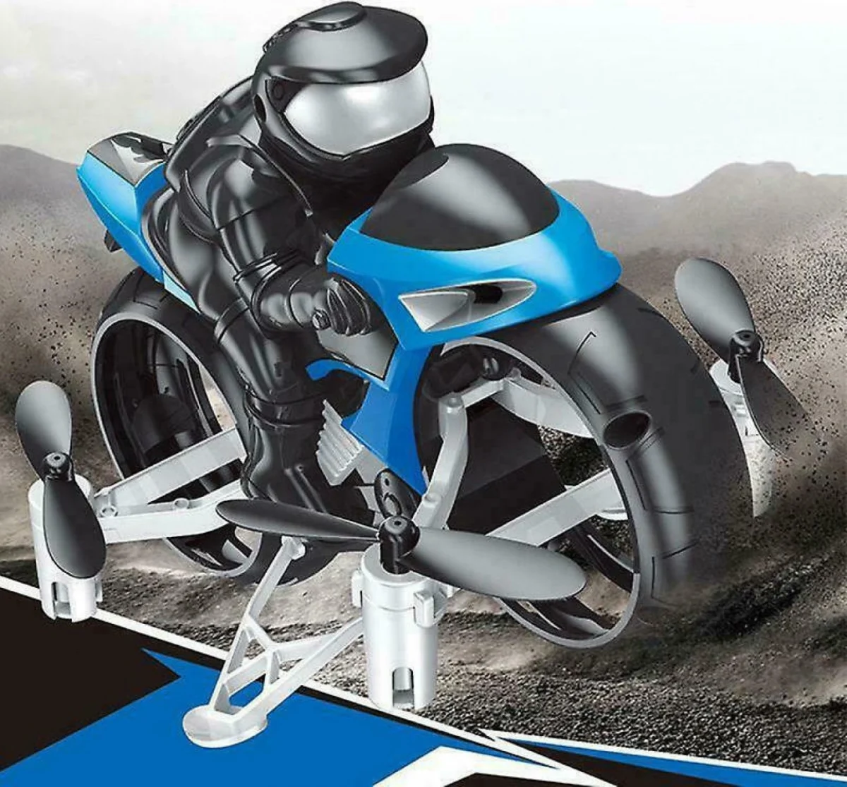 Τηλεκατευθυνόμενη - Ιπτάμενη Μοτοσυκλέτα 2 σε 1 - Flying Motorcycle - Remote Control Quadcopter 2.4ghz 3325 Μπλε