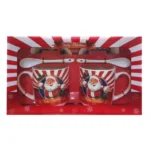 Σετ με 2 Χριστουγεννιάτικες Κεραμικές Κούπες 320ml με Πιατάκι και Κουταλάκι 93619