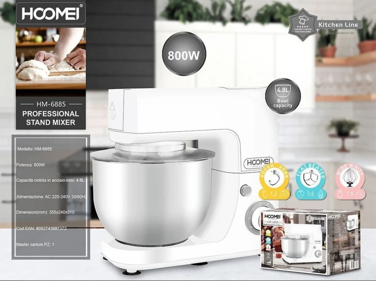 Επαγγελματικό Μίξερ Χειρός 800W με κάδο HOOMEI HM-6885