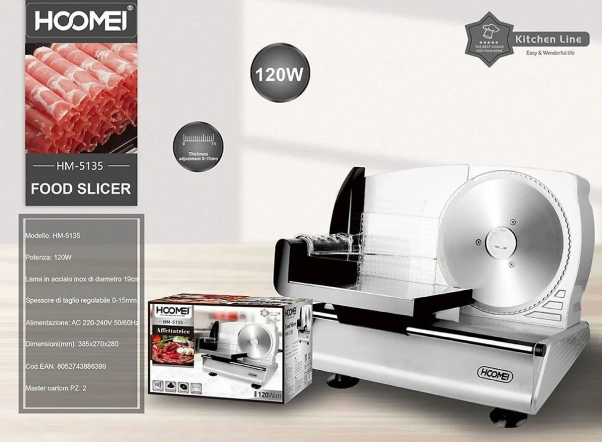 Μηχανή κοπής αλλαντικών, τυριών και ψωμιού 120W HOOMEI HM-5135