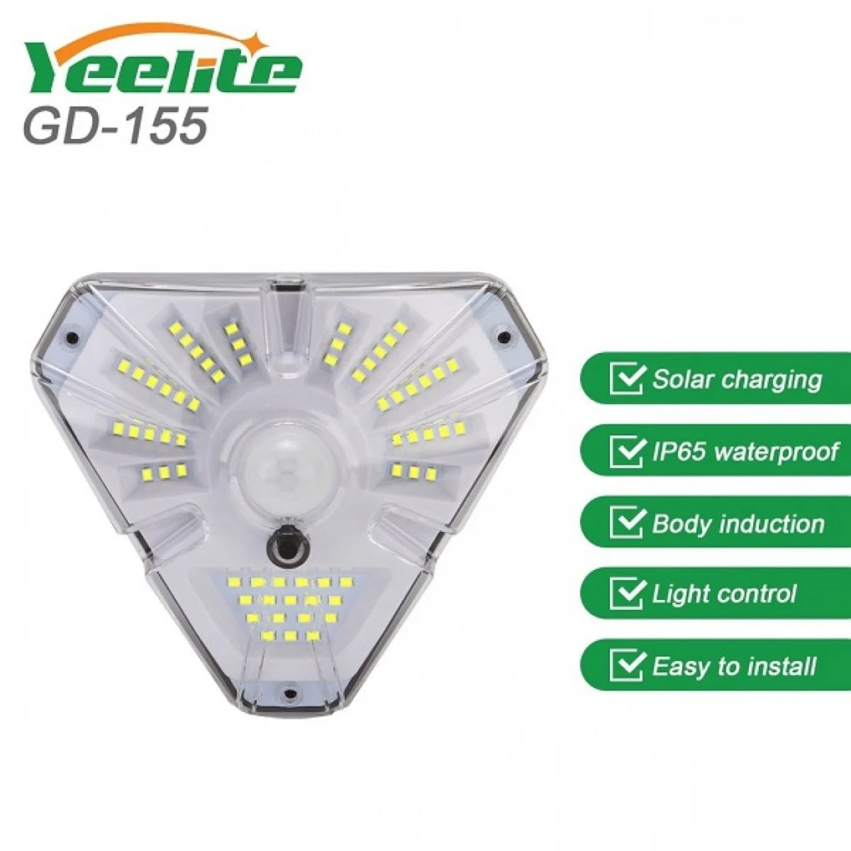 Επιτοίχιο Ηλιακό Προβολάκι με 62 LED - GD-155