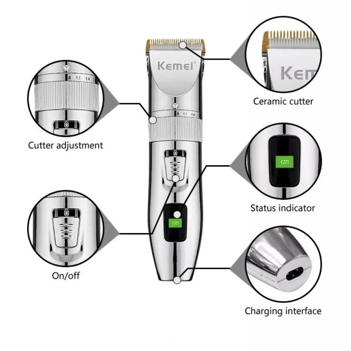 Επαγγελματική Επαναφορτιζόμενη Κουρευτική Μηχανή Kemei KM-4009