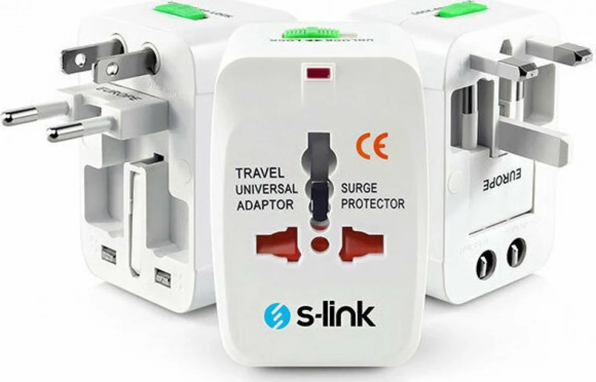 Ταξιδιωτικός Αντάπτορας Πρίζας Universal Travel Adaptor με Προστασία & 2 Θύρες USB