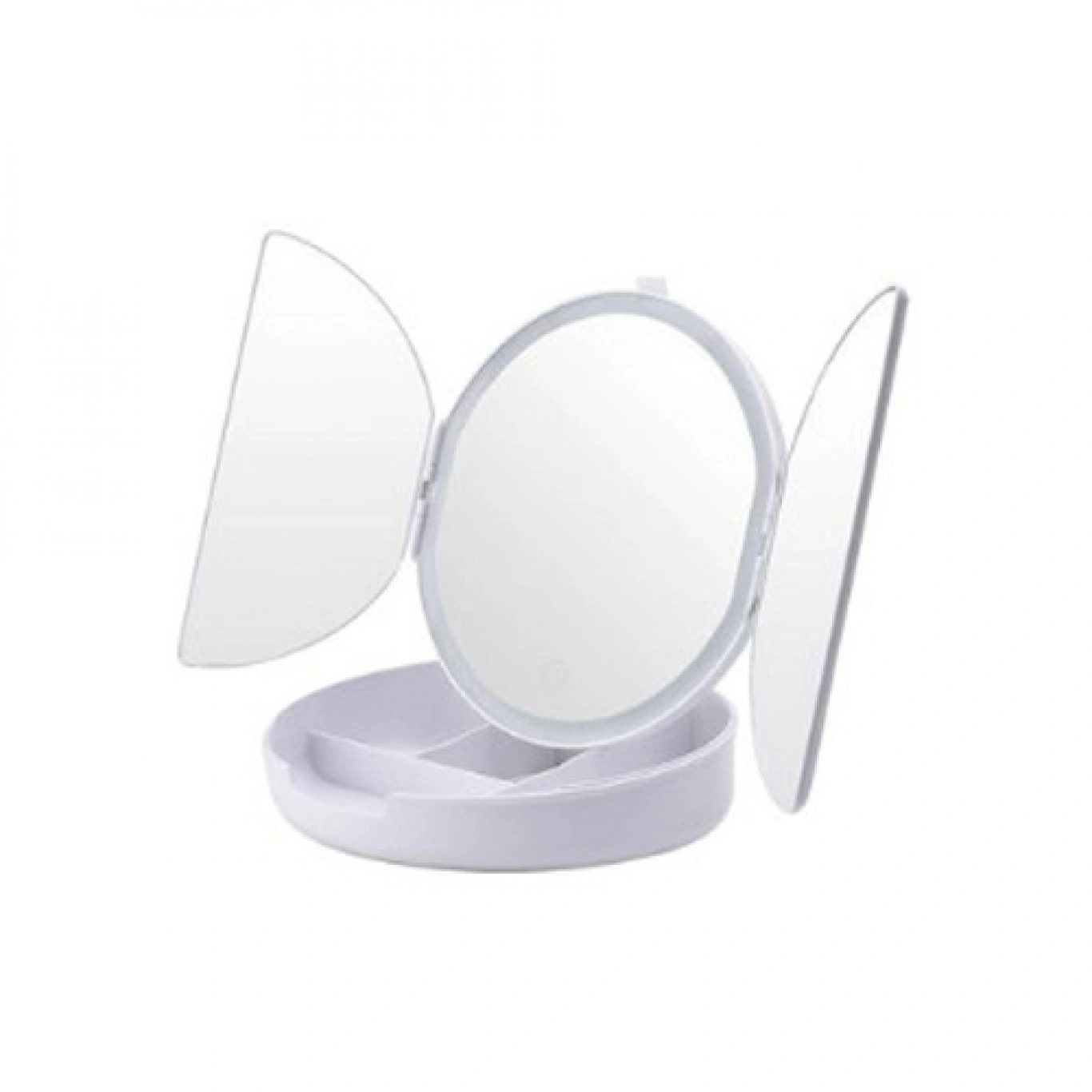 Τριπλός Στρογγυλός Καθρέφτης με Φωτισμό LED, Θήκη Μακιγιάζ & Έξτρα Μίνι Μεγεθυντικό Καθρεφτάκι - FoldAway Lighted Makeup Mirror Τριπλός Στρογγυλός Καθρέφτης με Φωτισμό LED, Θήκη Μακιγιάζ & Έξτρα Μίνι Μεγεθυντικό Καθρεφτάκι - FoldAway Lighted Makeup Mirror