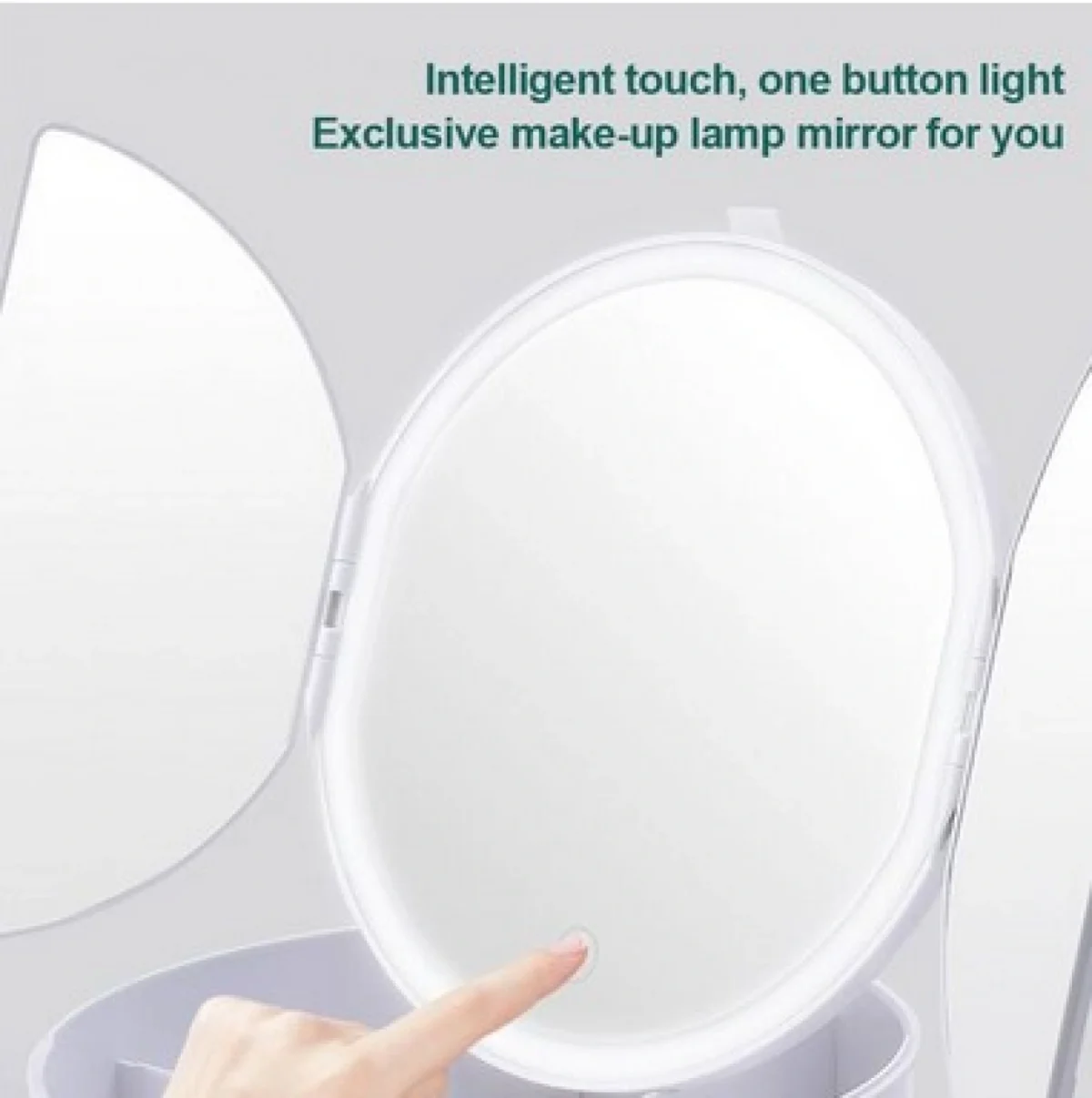 Τριπλός Στρογγυλός Καθρέφτης με Φωτισμό LED, Θήκη Μακιγιάζ & Έξτρα Μίνι Μεγεθυντικό Καθρεφτάκι - FoldAway Lighted Makeup Mirror