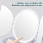 Τριπλός Στρογγυλός Καθρέφτης με Φωτισμό LED, Θήκη Μακιγιάζ & Έξτρα Μίνι Μεγεθυντικό Καθρεφτάκι - FoldAway Lighted Makeup Mirror