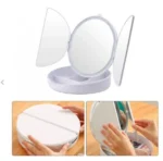 Τριπλός Στρογγυλός Καθρέφτης με Φωτισμό LED, Θήκη Μακιγιάζ & Έξτρα Μίνι Μεγεθυντικό Καθρεφτάκι - FoldAway Lighted Makeup Mirror