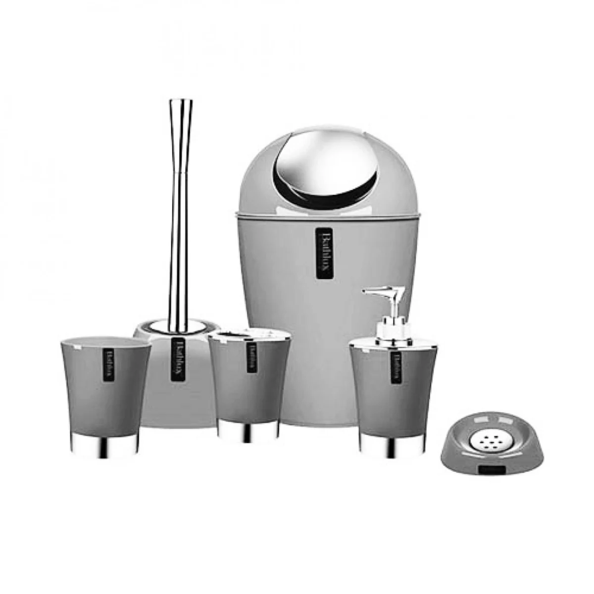 Σετ Μπάνιου 6 Τεμαχίων Γκρί/Inox