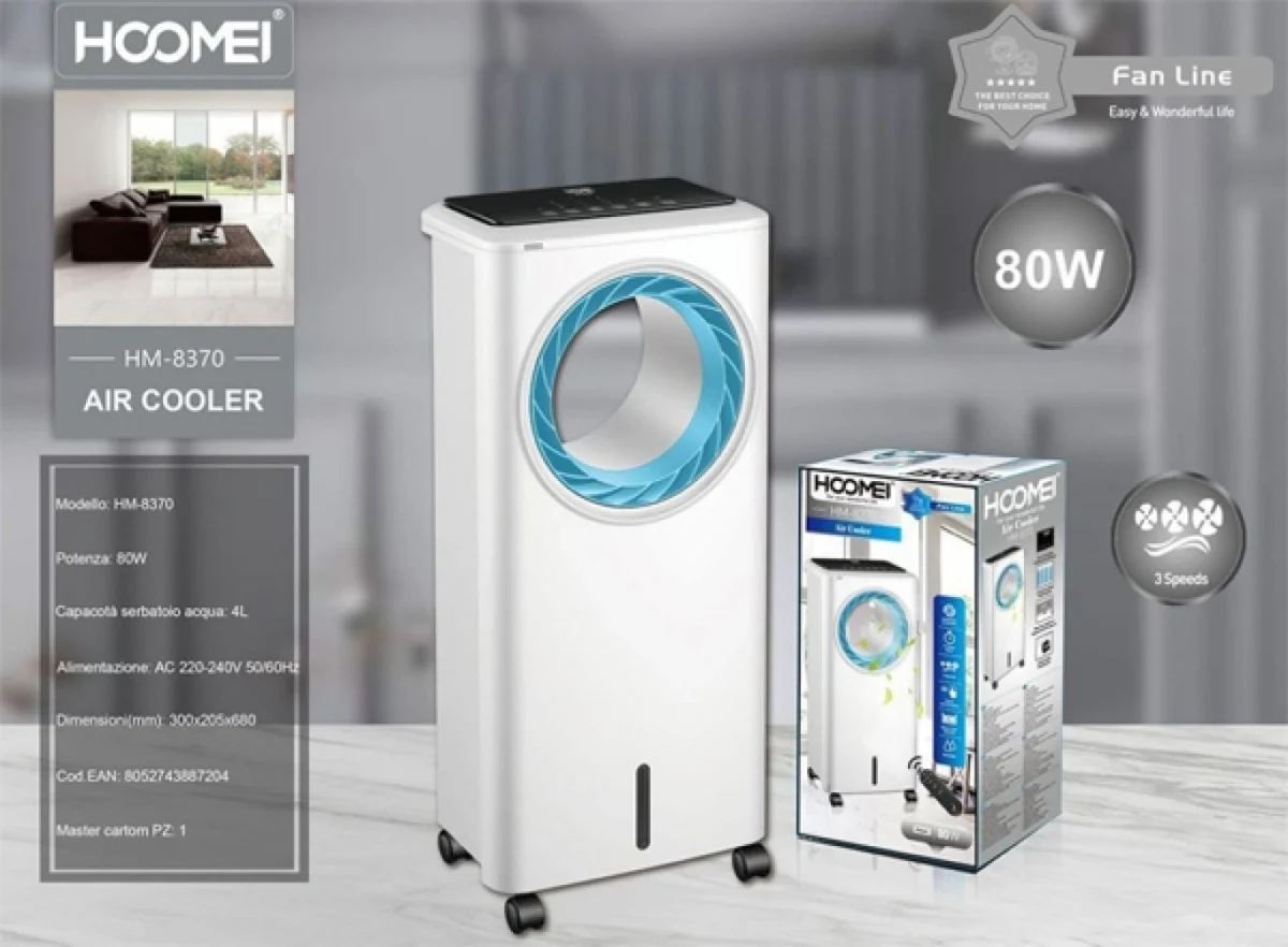 Ανεμιστήρας Πύργος Tower Air Cooler 80W με Τηλεχειριστήριο Hoomei HM-8370