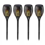 Σετ 4 Τεμαχίων Ηλιακό Φωτιστικό LED με Εφέ Φλόγας Εξωτερικού Χώρου Τύπου Δάδας 51cm LED Solar Torch Light