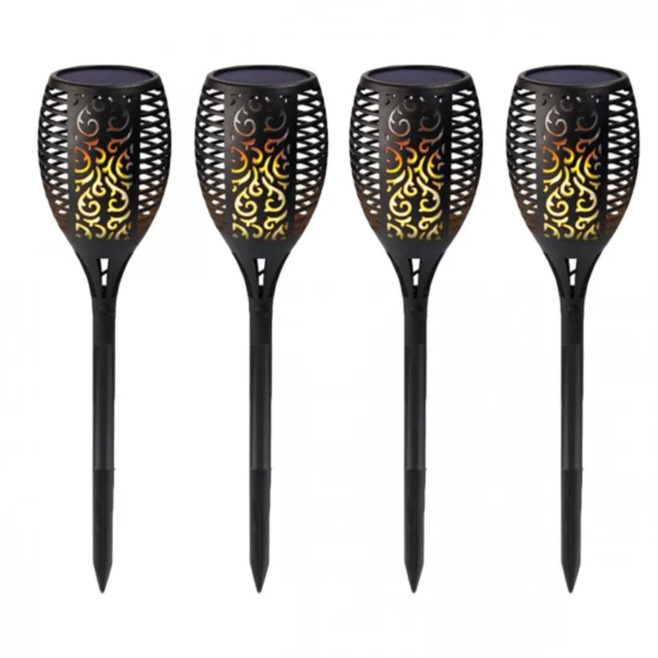 Σετ 4 Τεμαχίων Ηλιακό Φωτιστικό LED με Εφέ Φλόγας Εξωτερικού Χώρου Τύπου Δάδας 51cm LED Solar Torch Light