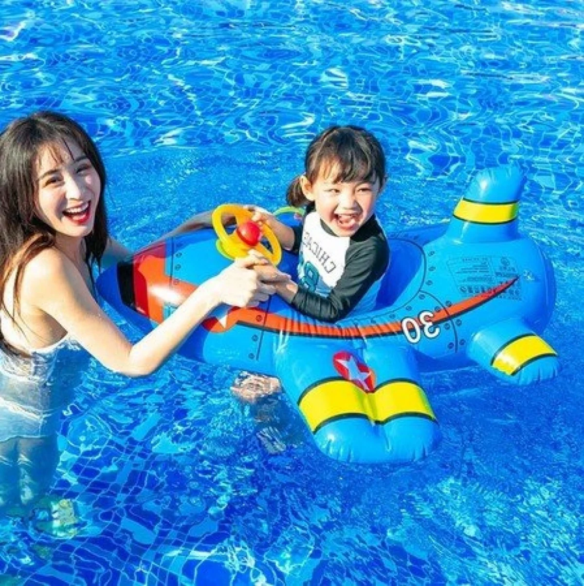 Βρεφικό - Παιδικό Φουσκωτό σε Σχήμα Αεροπλάνου με Τιμόνι - Inflatable Aircraft Yacht 115x100cm