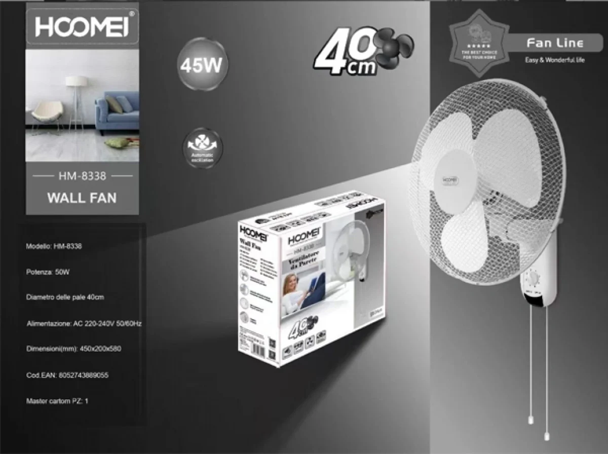 Επιτοίχιος Ανεμιστήρας 50Watt ΗΟΟΜΕΙ ΗΜ-8338
