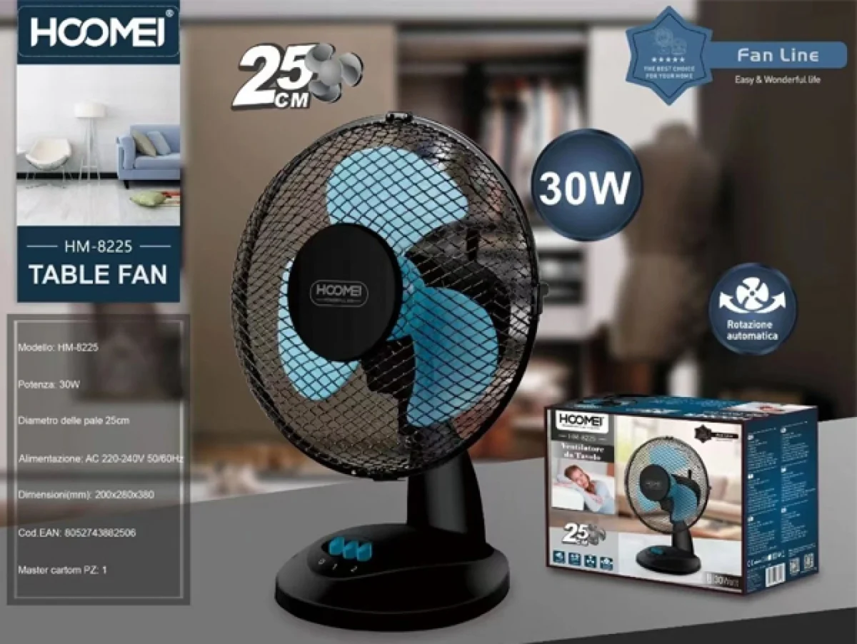 Eπιτραπέζιος Ανεμιστήρας 30W Διαμέτρου 25cm Hoomei HM-8225