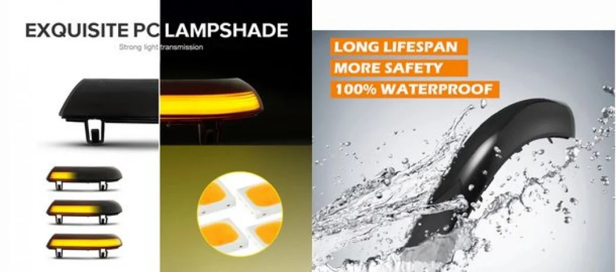 Σετ 2 LED Τρεχούμενο Φλας για Καθρέπτες Αυτοκινήτου με Εφέ Κίνησης για VolksWagen Golf 5 - Golf 5 plus - Jetta - Passat (2001-2011) 2 τμχ OEM