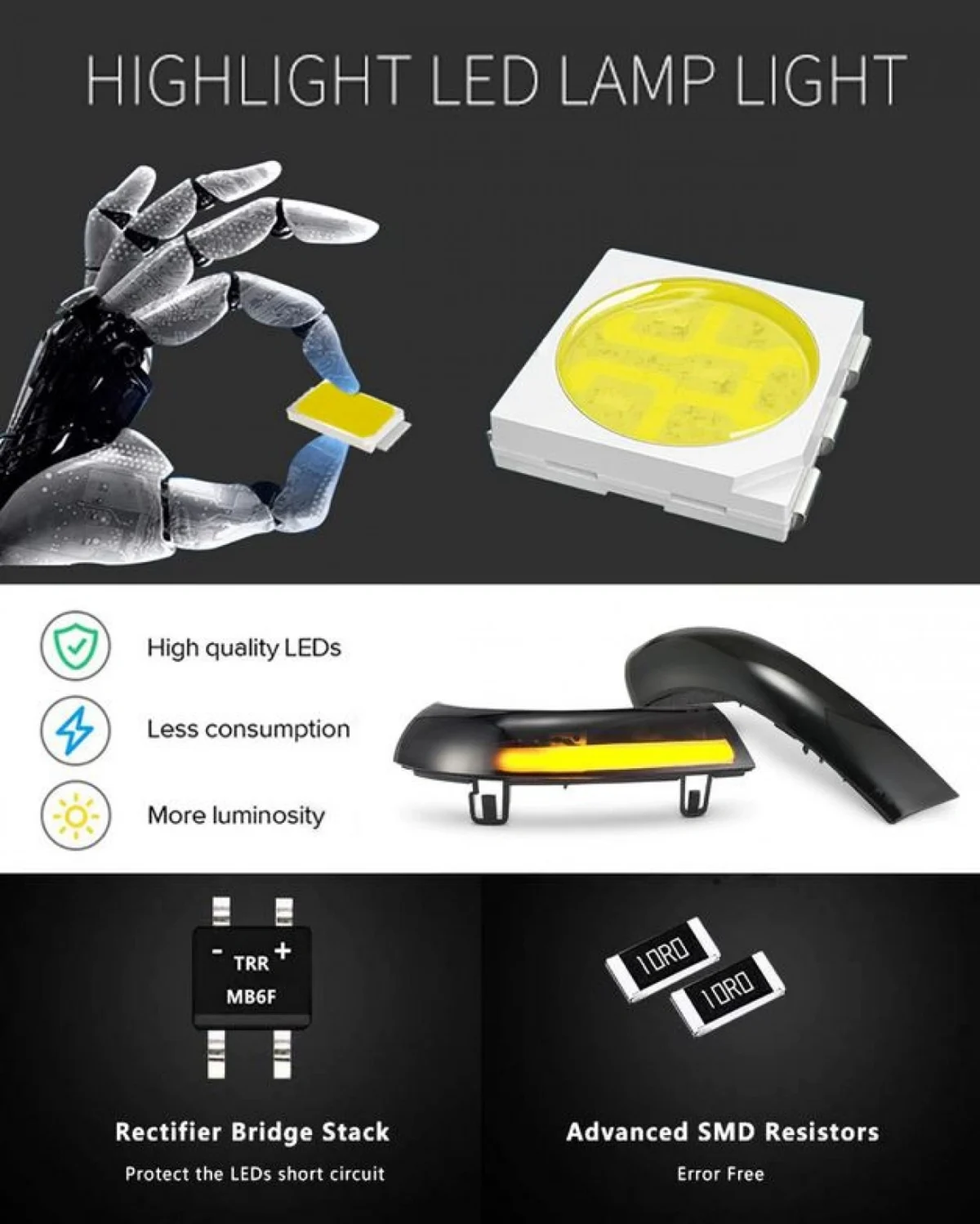 Σετ 2 LED Τρεχούμενο Φλας για Καθρέπτες Αυτοκινήτου με Εφέ Κίνησης για VolksWagen Golf 5 - Golf 5 plus - Jetta - Passat (2001-2011) 2 τμχ OEM