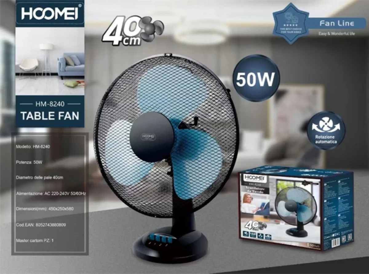 Eπιτραπέζιος Ανεμιστήρας 50W Διαμέτρου 40cm Hoomei HM-8240