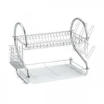 Μεταλλική Διώροφη Πιατοθήκη 52x24.5x37εκ με Θήκες για Κουτάλια,Πιρούνια,Μπολ