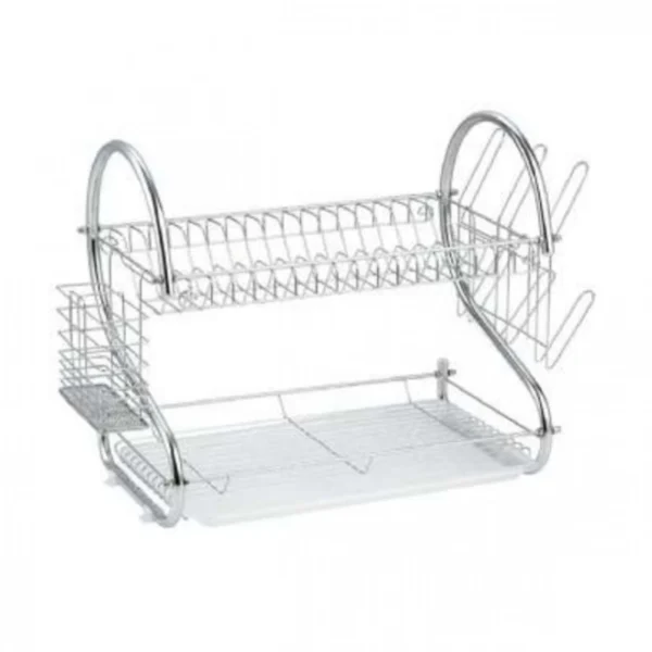 Μεταλλική Διώροφη Πιατοθήκη 52x24.5x37εκ με Θήκες για Κουτάλια,Πιρούνια,Μπολ