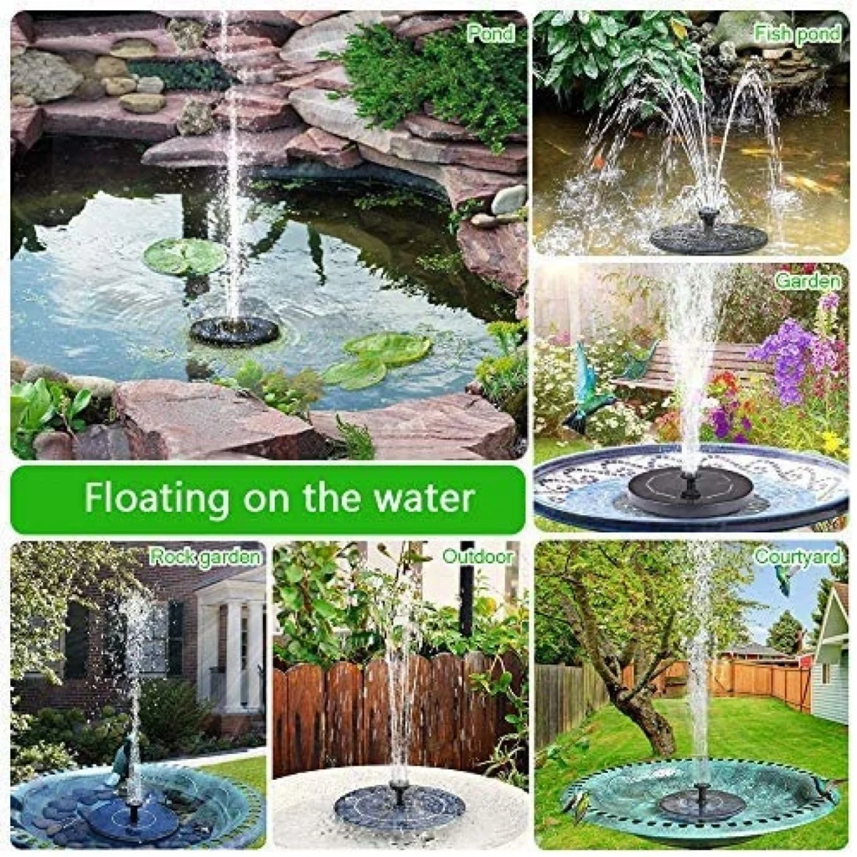 Ηλιακό Συντριβάνι που Επιπλέει με 5 Σχέδια Ψεκασμού Αδιάβροχο για Λίμνες & Πισίνες - Solar Powered Fountain & Pond Pump