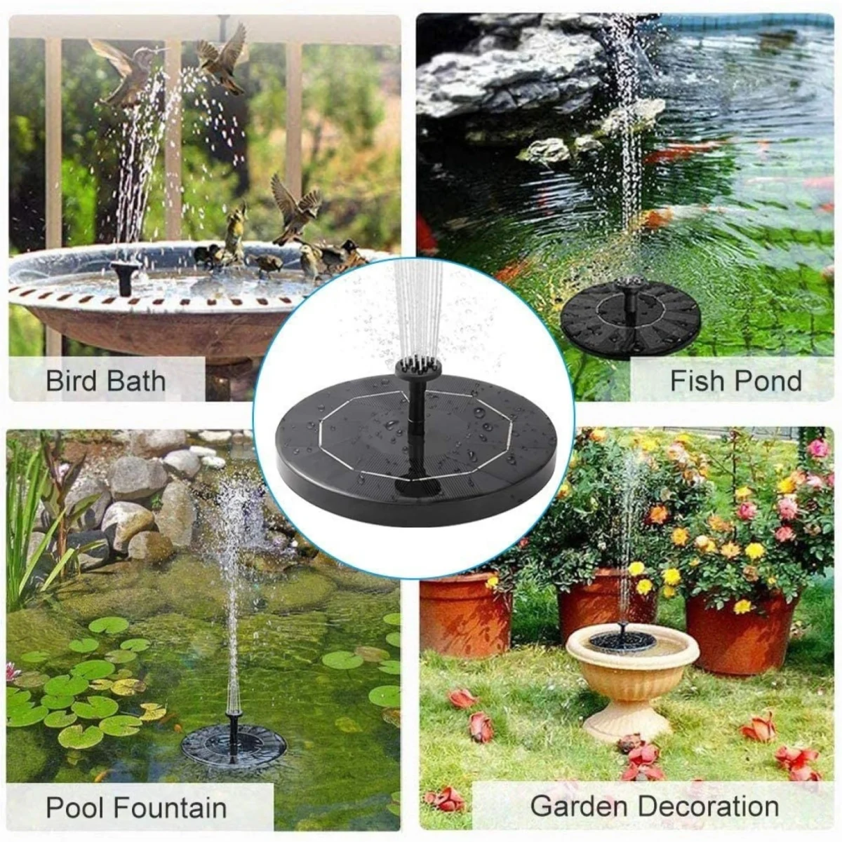 Ηλιακό Συντριβάνι που Επιπλέει με 5 Σχέδια Ψεκασμού Αδιάβροχο για Λίμνες & Πισίνες - Solar Powered Fountain & Pond Pump