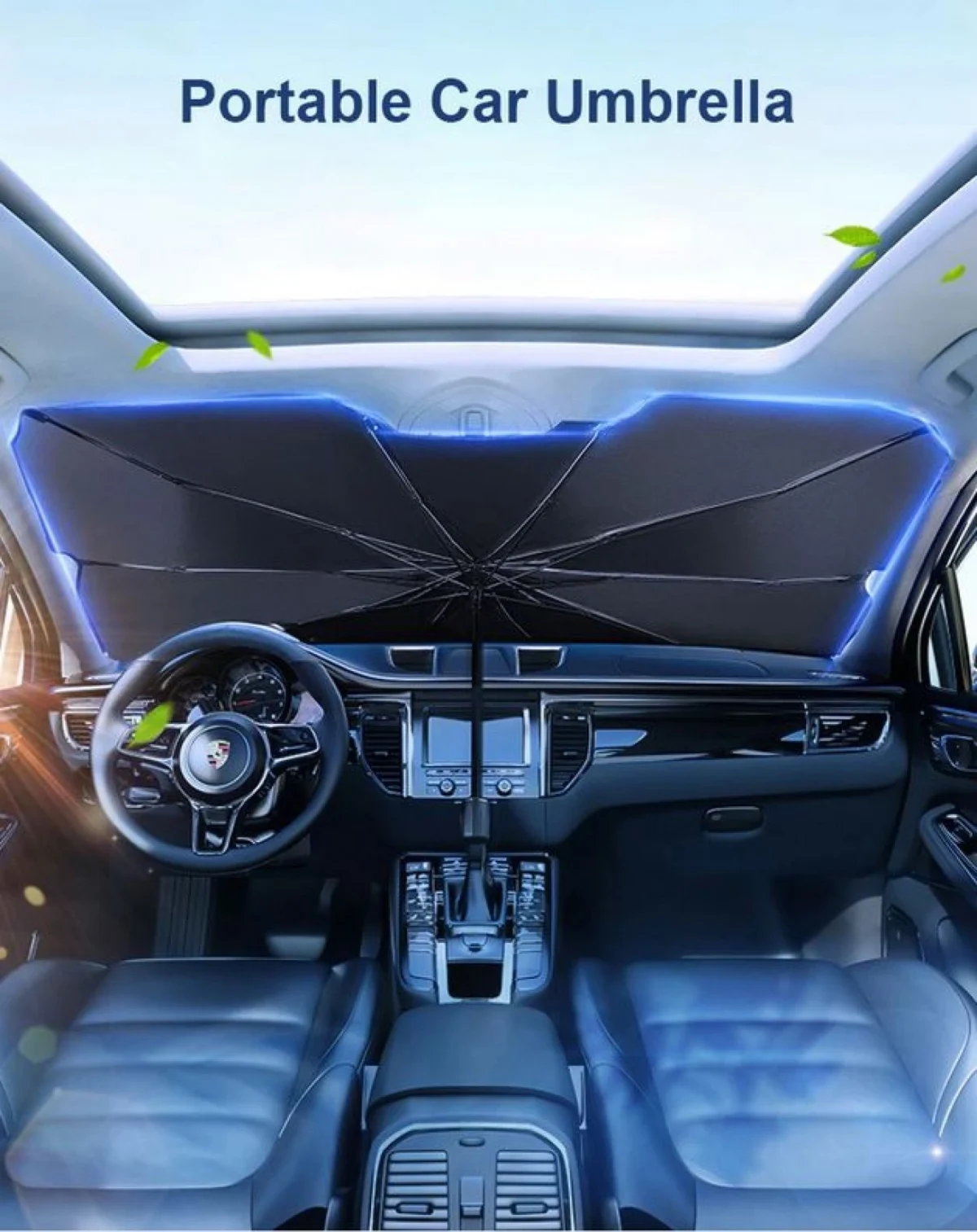 Πτυσσόμενo Σκίαστρο στο Μέγεθος Ομπρέλας - Ηλιοπροστασία Παρμπρίζ Αυτοκινήτου 78x130cm