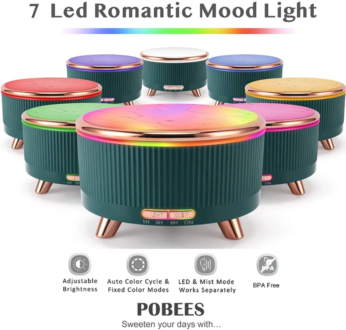 Συσκευή Αρωματοθεραπείας - Υγραντήρας Υπερήχων 500ml με 7 Χρώματα Φωτισμού - 3 Λειτουργίες Χρονισμού & Καπάκι Στυλ Μάρμαρου