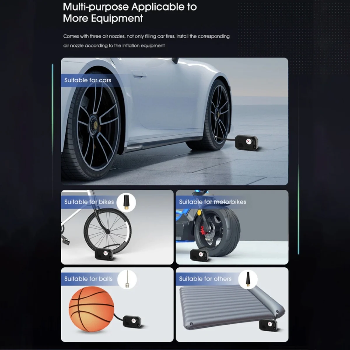 Mini Τρόμπα Έκτακτης Ανάγκης Αυτοκινήτου 90 PSI CarSun® με Φακό, Οθόνη LED για Προβολή Πίεσης, 12V Κομπρεσέρ Αέρος