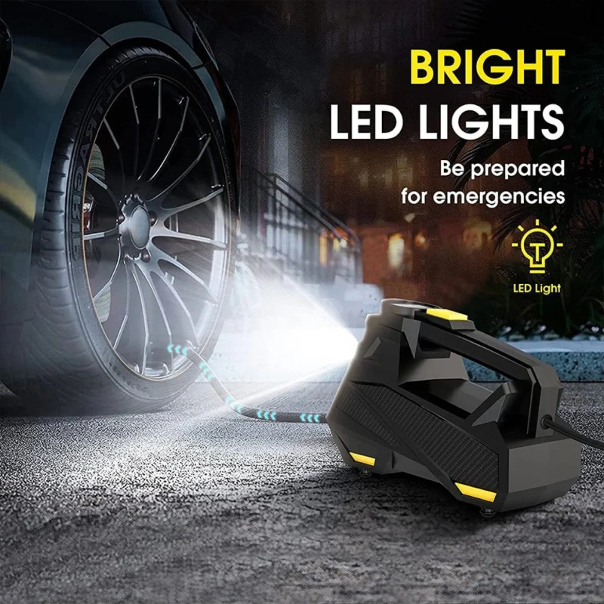 Mini Τρόμπα Έκτακτης Ανάγκης Αυτοκινήτου 150 PSI CarSun® με Φακό, Οθόνη Αφής για Ρύθμιση & Προβολή Πίεσης, Χειρολαβή, 12V Κομπρεσέρ Αέρος, C3012-1