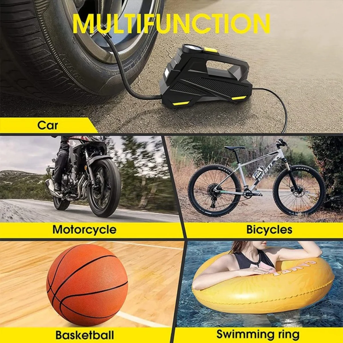 Mini Τρόμπα Έκτακτης Ανάγκης Αυτοκινήτου 150 PSI CarSun® με Φακό, Οθόνη Αφής για Ρύθμιση & Προβολή Πίεσης, Χειρολαβή, 12V Κομπρεσέρ Αέρος, C3012-1