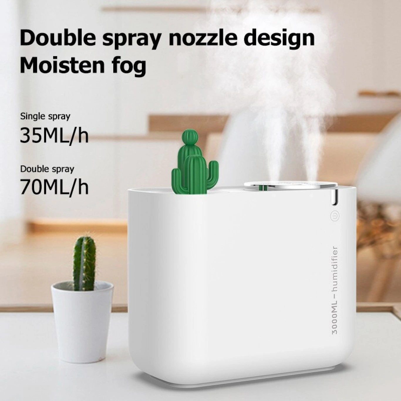 Andowl® Υγραντήρας Υπερήχων & Αρωματοθεραπείας με LED Νυχτερινό Φωτισμό 3000ml - Aroma Diffuser Cactus Andowl® Υγραντήρας Υπερήχων & Αρωματοθεραπείας με LED Νυχτερινό Φωτισμό 3000ml - Aroma Diffuser Cactus