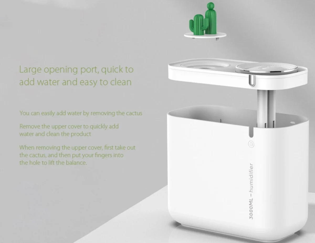 Andowl® Υγραντήρας Υπερήχων & Αρωματοθεραπείας με LED Νυχτερινό Φωτισμό 3000ml - Aroma Diffuser Cactus