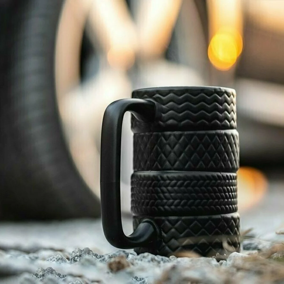 Τρισδιάστατη Κεραμική Κούπα Λάστιχα Μαύρη για Καφέ & Τσάι 450ml