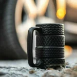 Τρισδιάστατη Κεραμική Κούπα Λάστιχα Μαύρη για Καφέ & Τσάι 450ml