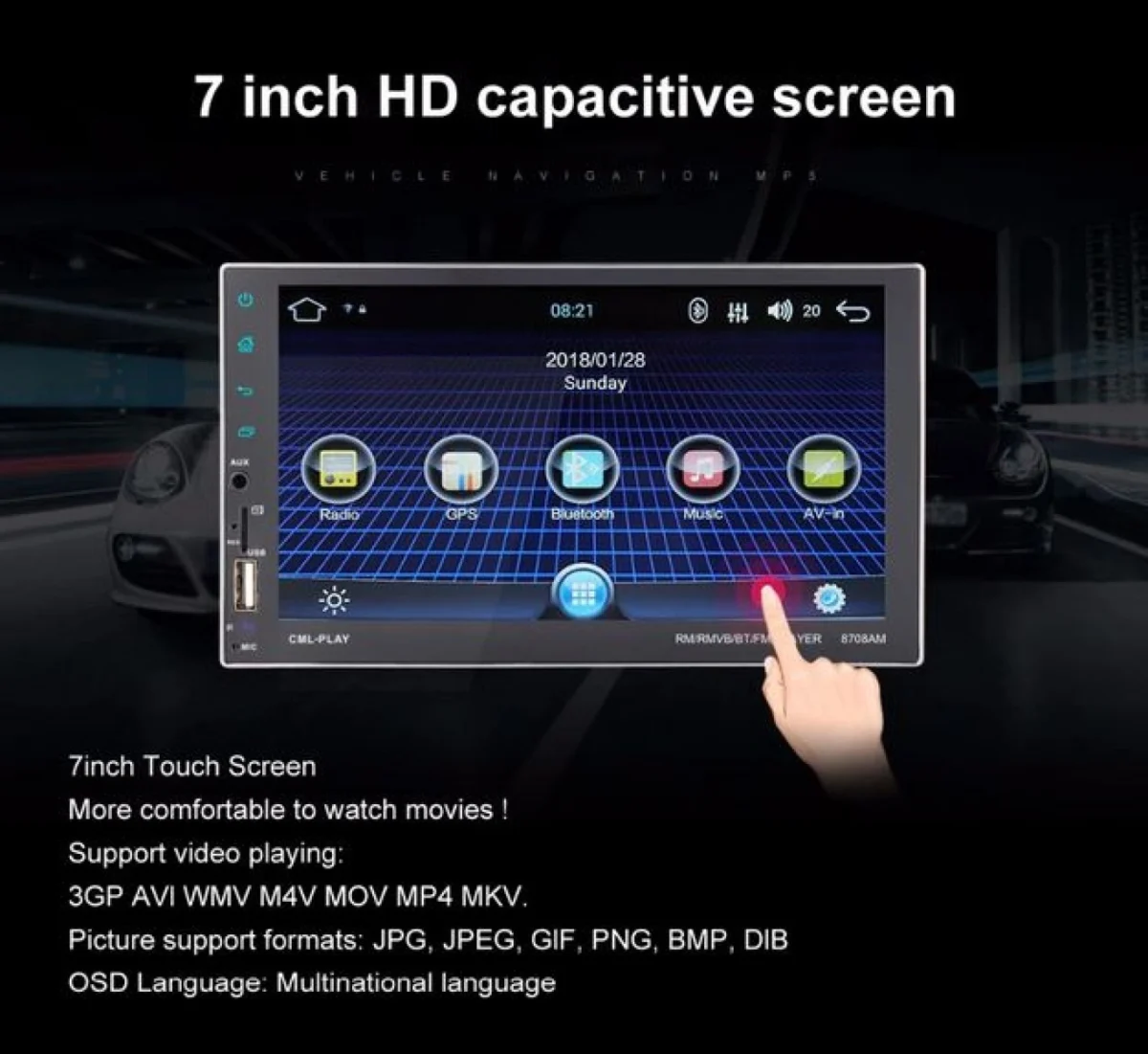 Οθόνη Αφής 9.1in GPS Multimedia Player Android 10.0 & OBD2 Αυτοκινήτου 1080p 2 DIN με Wifi, App Store, Bluetooth Handsfree TFT MP5, MP3, USB, AUX, TV